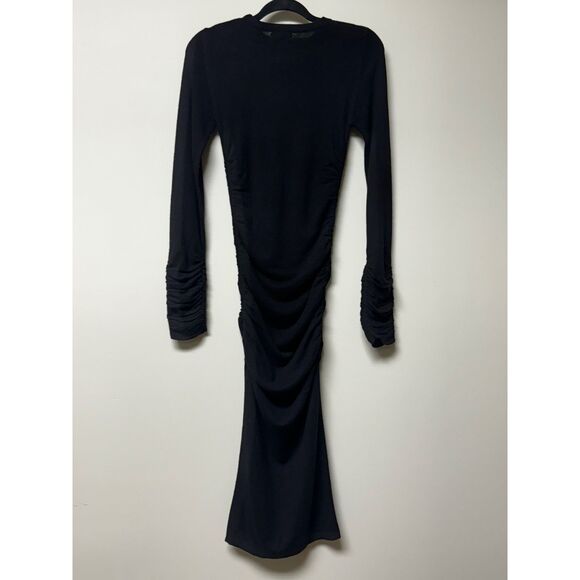 REISS Charley Ruched Midi Dress, Wool/Cashmere Blend, Black, Sz XS - Picture 9 of 14